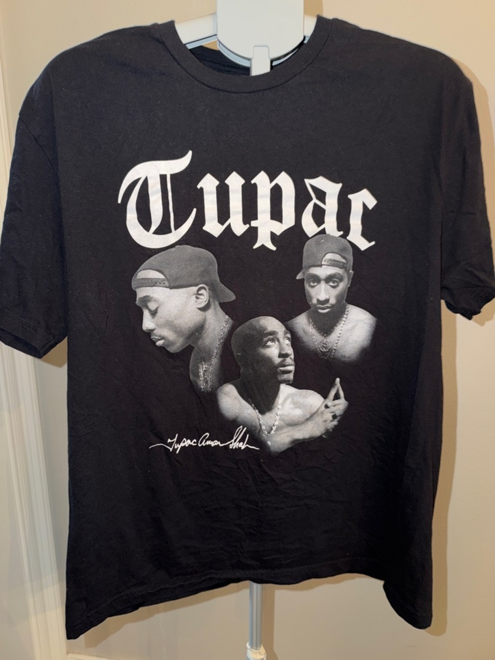 Tupac Logo Black Graphic Tee - Bold White Print
